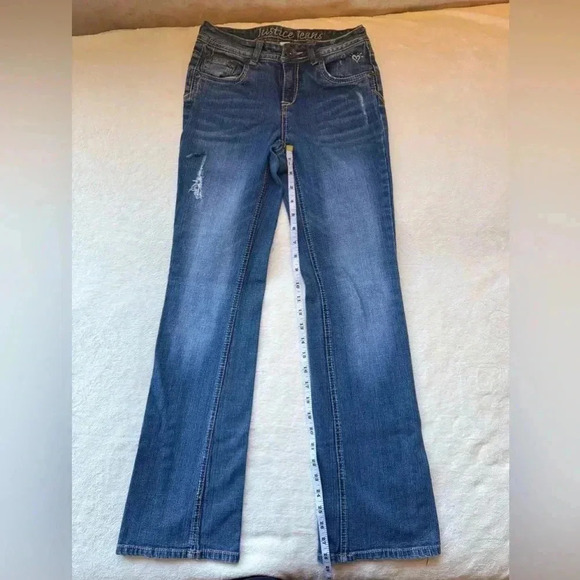 Justice Girls Bootcut Jeans Size 14 Short - Distressed - Picture 1 of 5